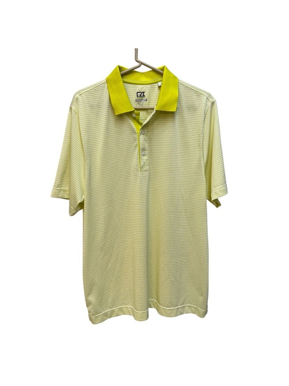 Cutter & Buck Golf Polo Shirt Size L Yellow Striped Men’s